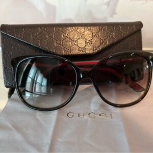 Gucci Black and Red Sunglasses